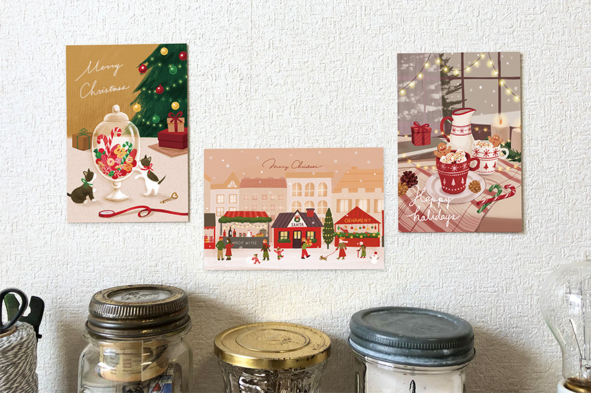 ポストカード〔アート タッチ〕mint クリスマス柄
