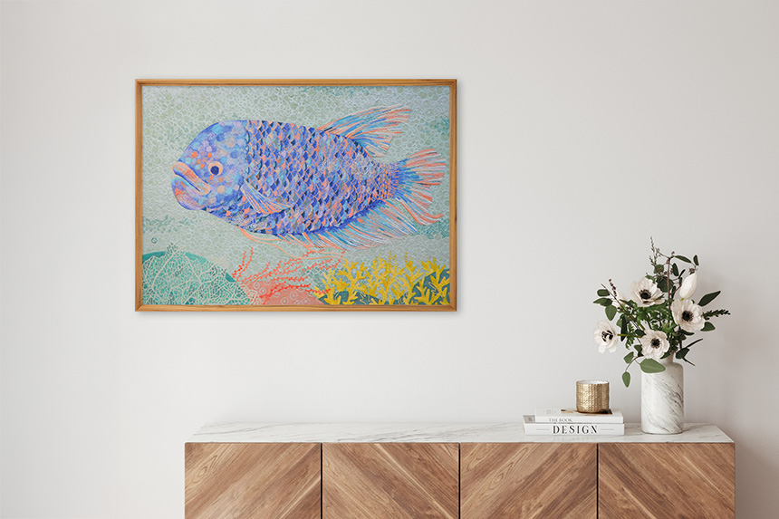 Yuko Kurihara 「三月の水」 ポスター CWプリント 〔アート タッチ〕